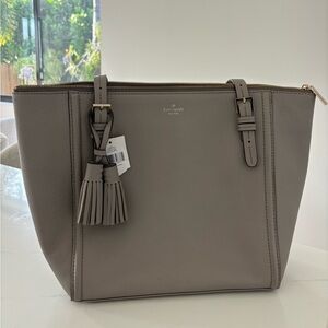 NWT Kate Spade Taupe Leather Tote Bag